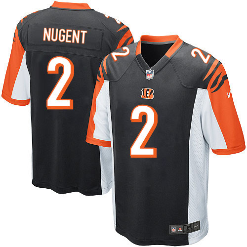 Men's Game Mike Nugent Nike Jersey Black Home - #2 NFL Cincinnati Bengals